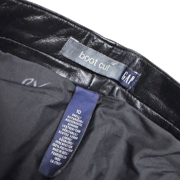 GAP VINTAGE Y2K Bootcut LEATHER Motorcycle Streetwear Flare Pants Womens 10 - Picture 3 of 7